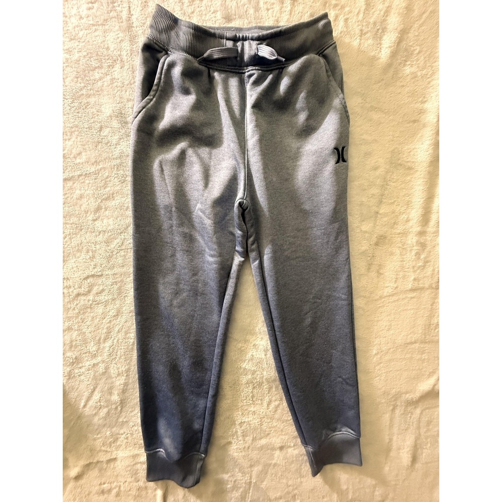 Hurley Jogger Sweatpants Kids 7-8 Gray Fleece Ankle Pants Activewear Lounge